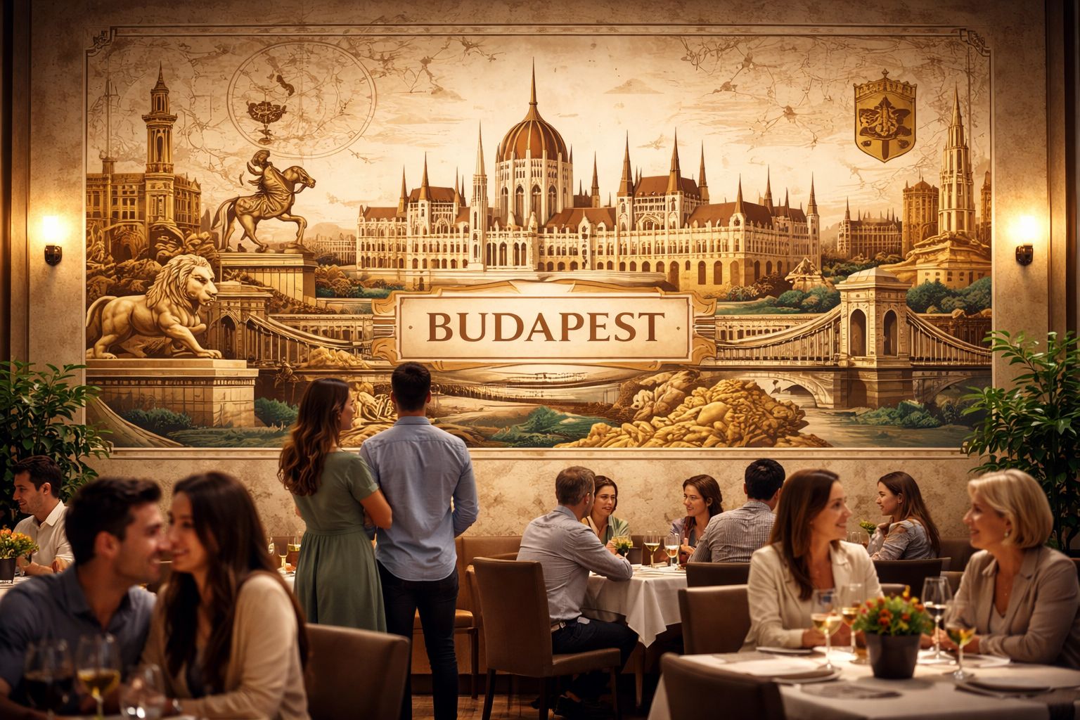 Étterem falára készített látványterv