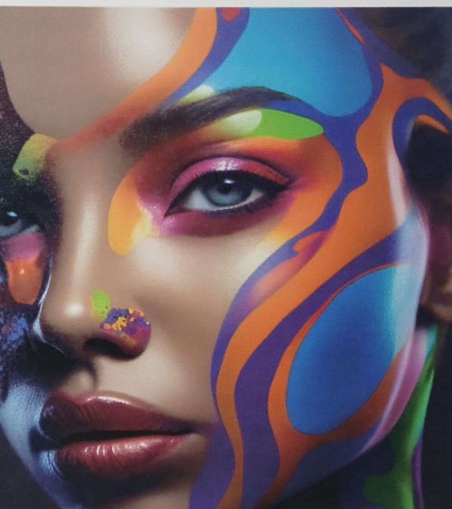 Üveg felületre készült arckép