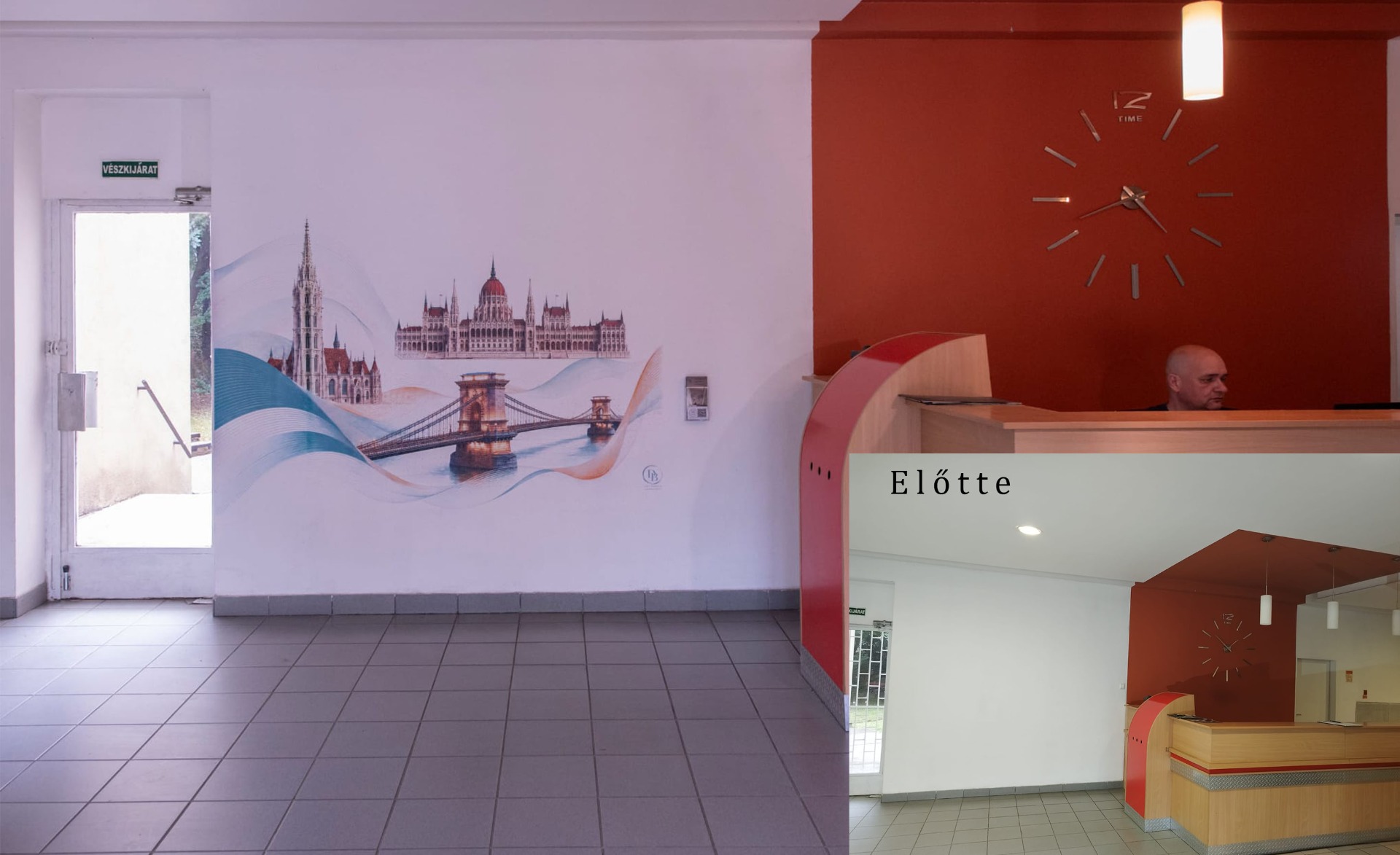 Recepciós pultnál Budapest grafika mint első benyomás